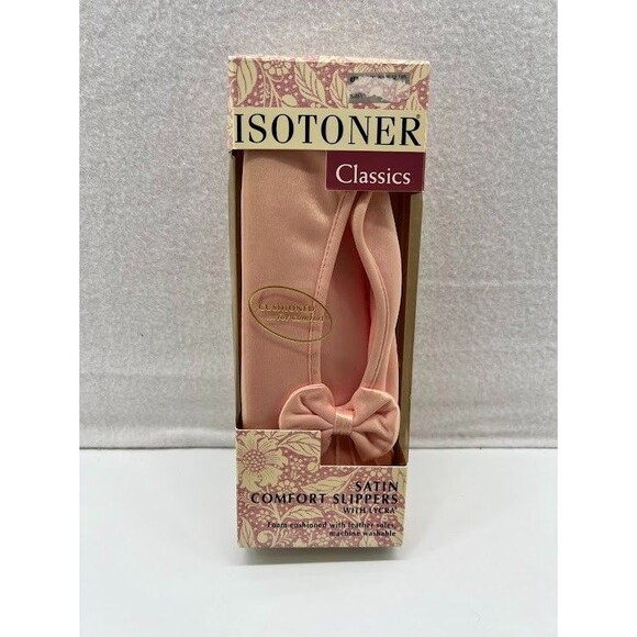 Vintage 1994 Isotoner Women’s Classics Satin Black Slippers X Large 9.5-10 New - Picture 1 of 6